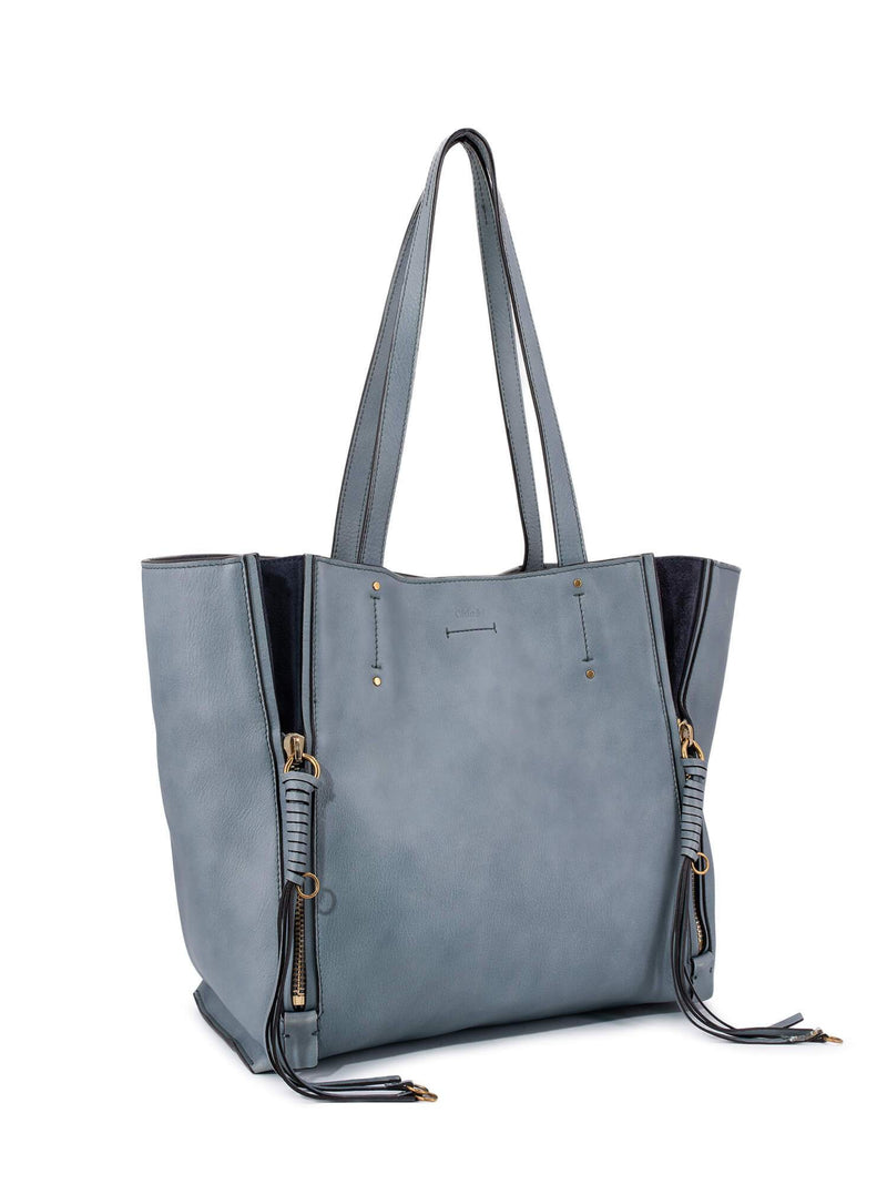 Chloe Leather Tassel Milo Bag Blue-designer resale