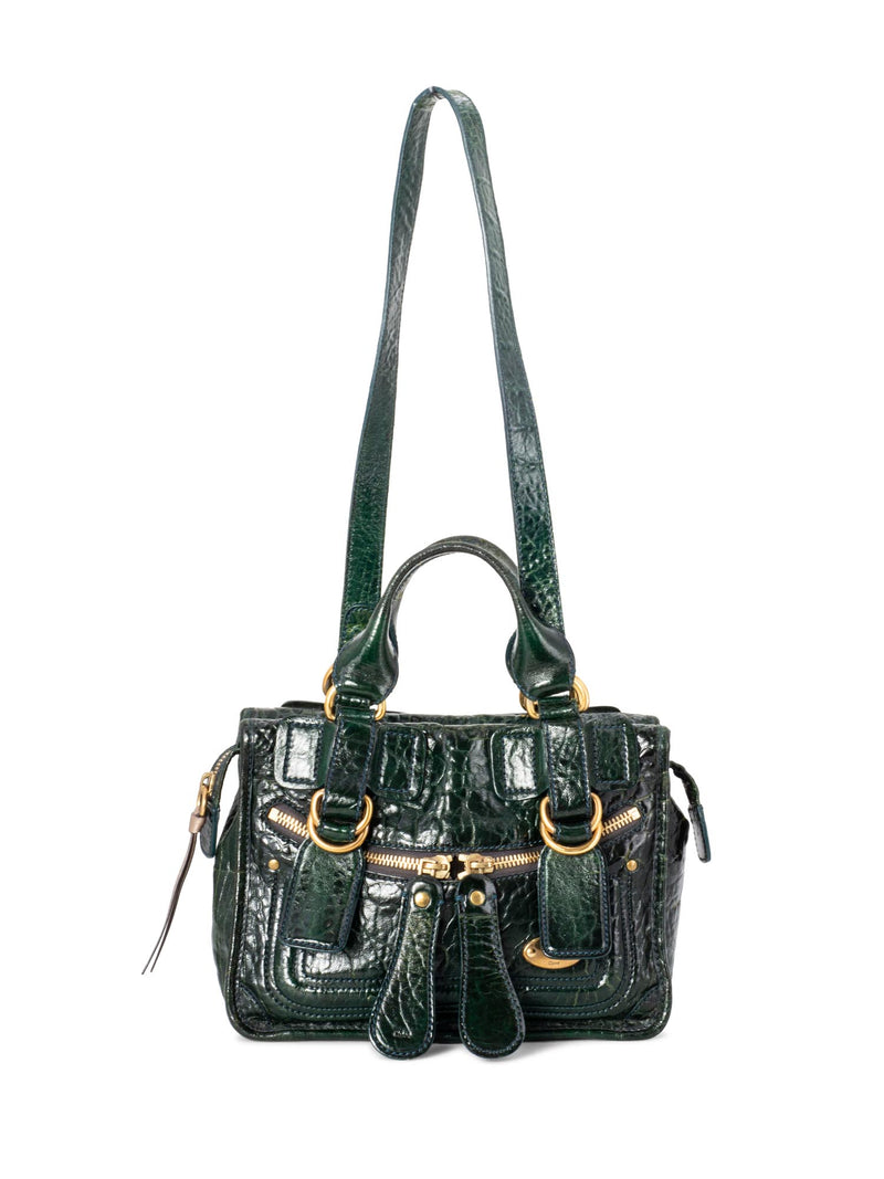 Chloe Leather Top Handle Bag Green-designer resale