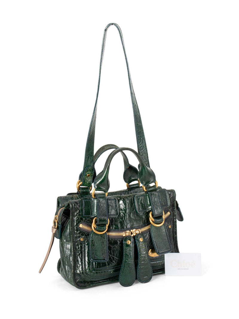 Chloe Leather Top Handle Bag Green-designer resale
