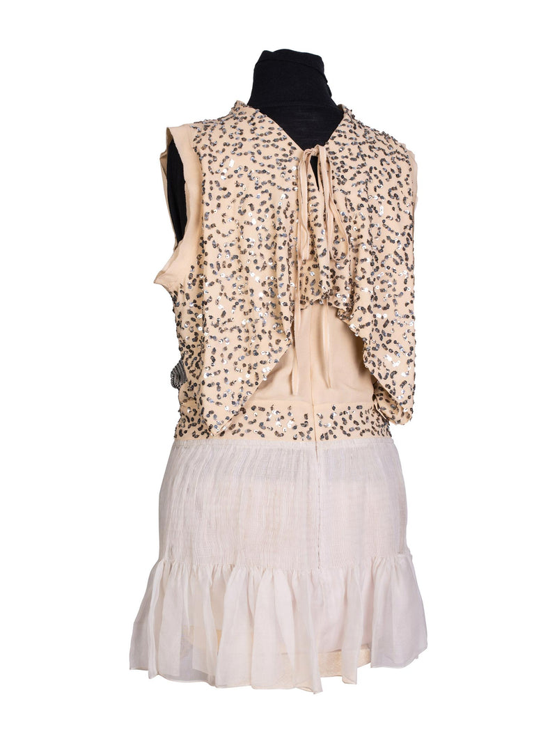 Chloe Runway Sequin Metallic Knit Mini Dress Grey Beige-designer resale