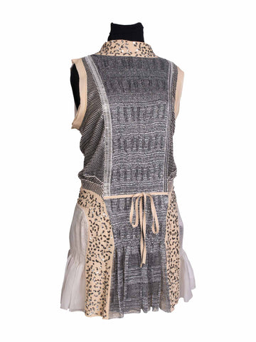 Chloe Runway Sequin Metallic Knit Mini Dress Grey Beige-designer resale
