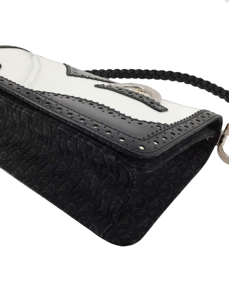 Christian Dior D'Trick Shoulder Flap Bag Black White-designer resale