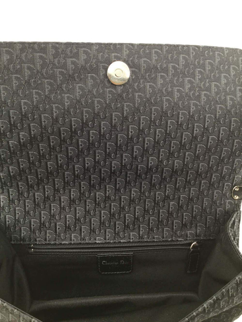 Christian Dior D'Trick Shoulder Flap Bag Black White-designer resale