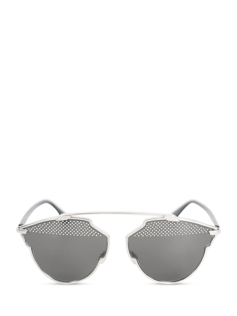 Christian Dior "Dior So Real S" Cat Eye Sunglasses Silver Black-designer resale