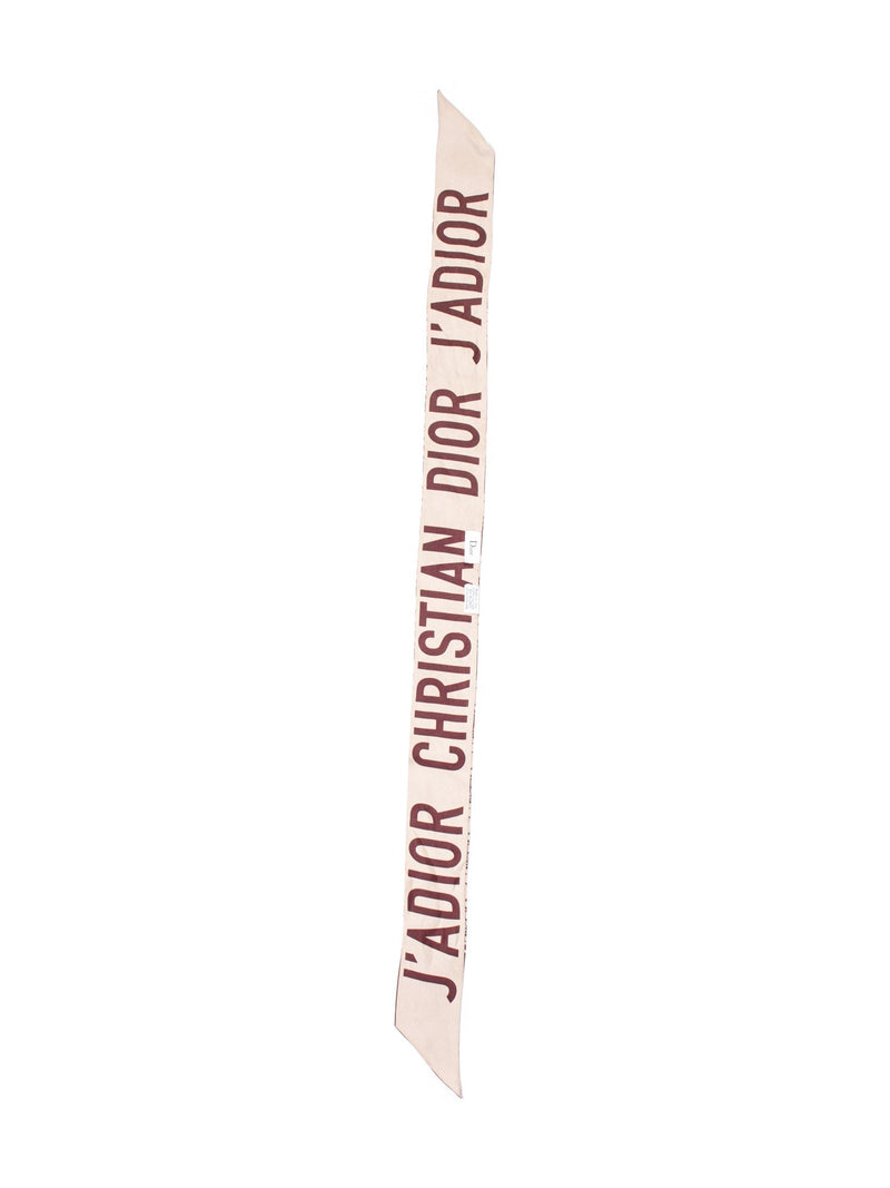 Christian Dior J'ADIOR Logo Silk Twilly Scarf Burgundy Beige-designer resale