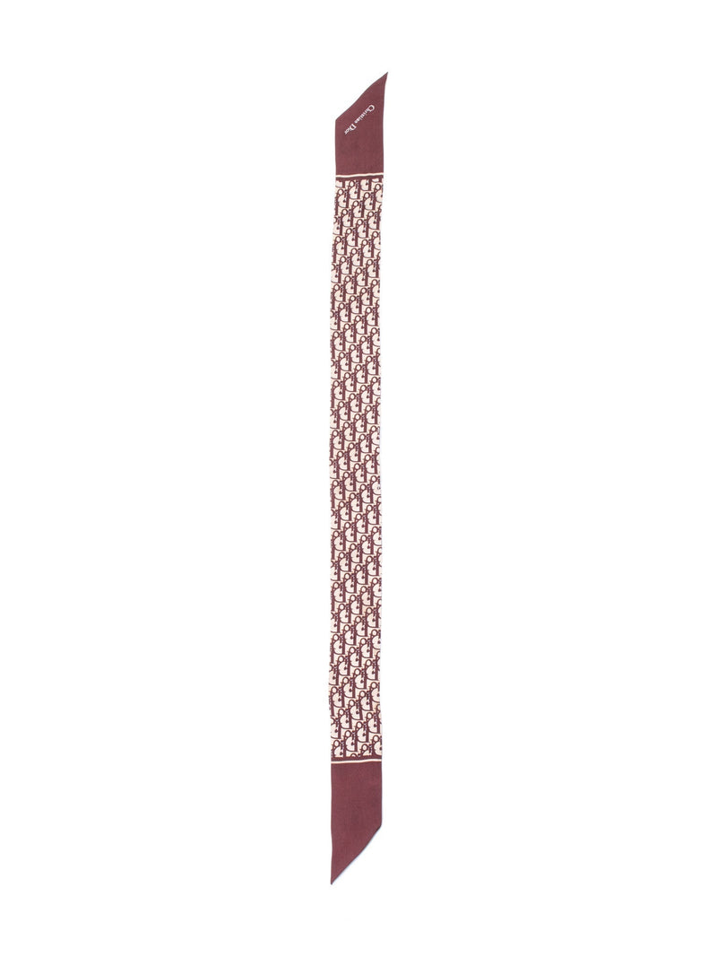 Christian Dior J'ADIOR Logo Silk Twilly Scarf Burgundy Beige-designer resale