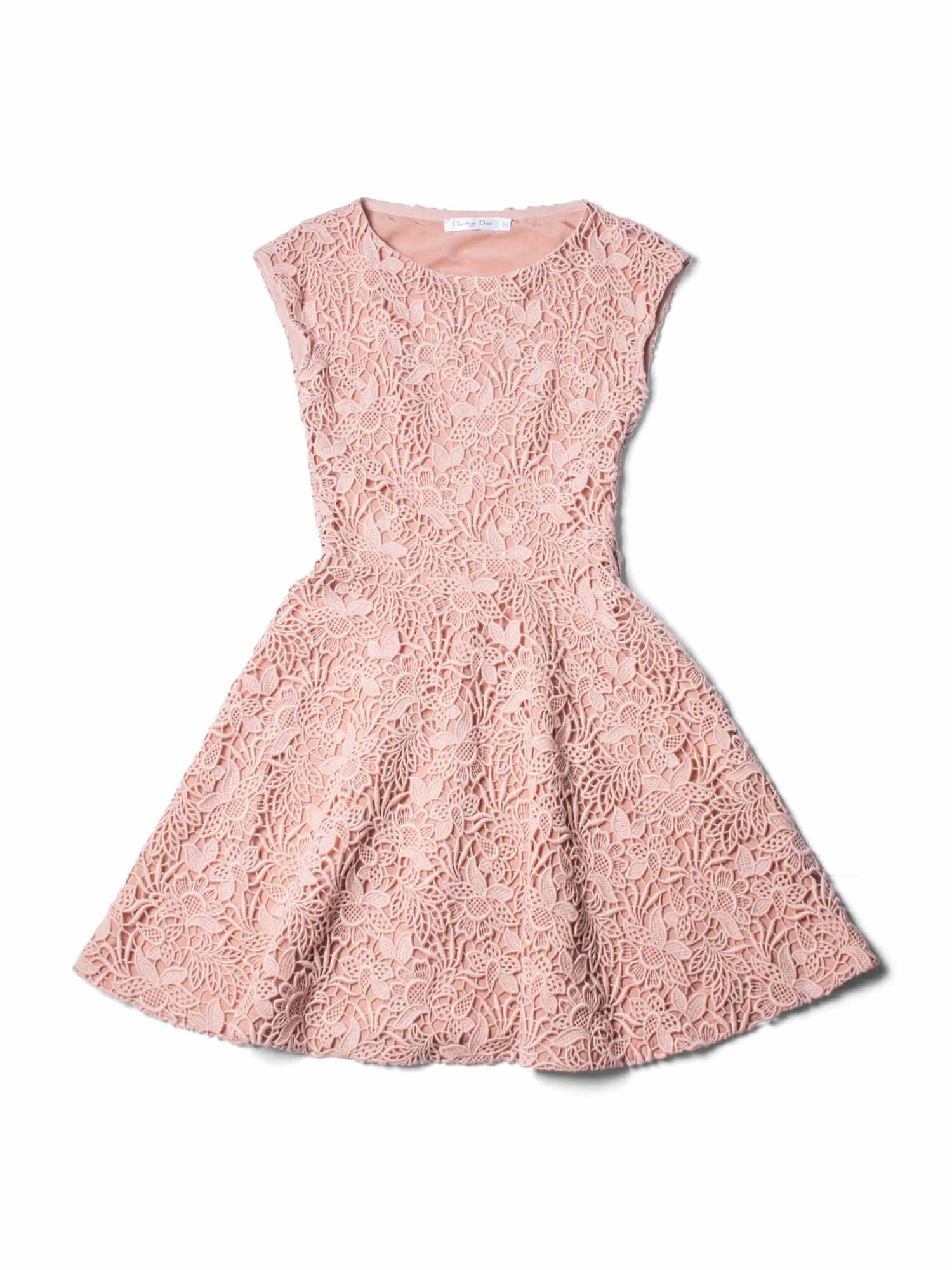 Christian Dior Lace A Line Midi Dress Blush Pink-designer resale