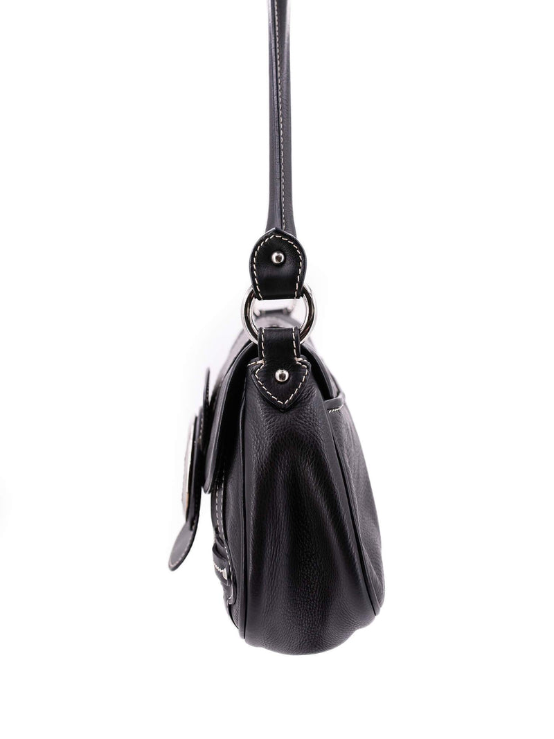 Christian Dior Leather CD Flap Bag Black-designer resale