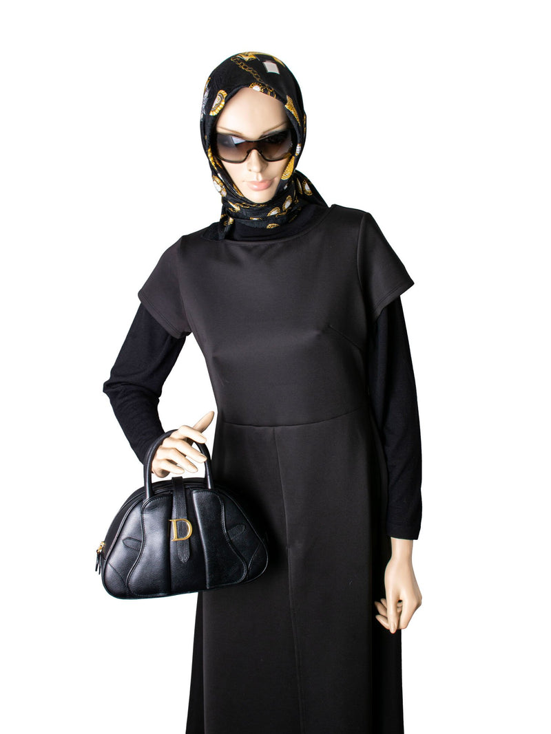 Christian Dior Leather Logo Double Saddle Mini Bag Black-designer resale
