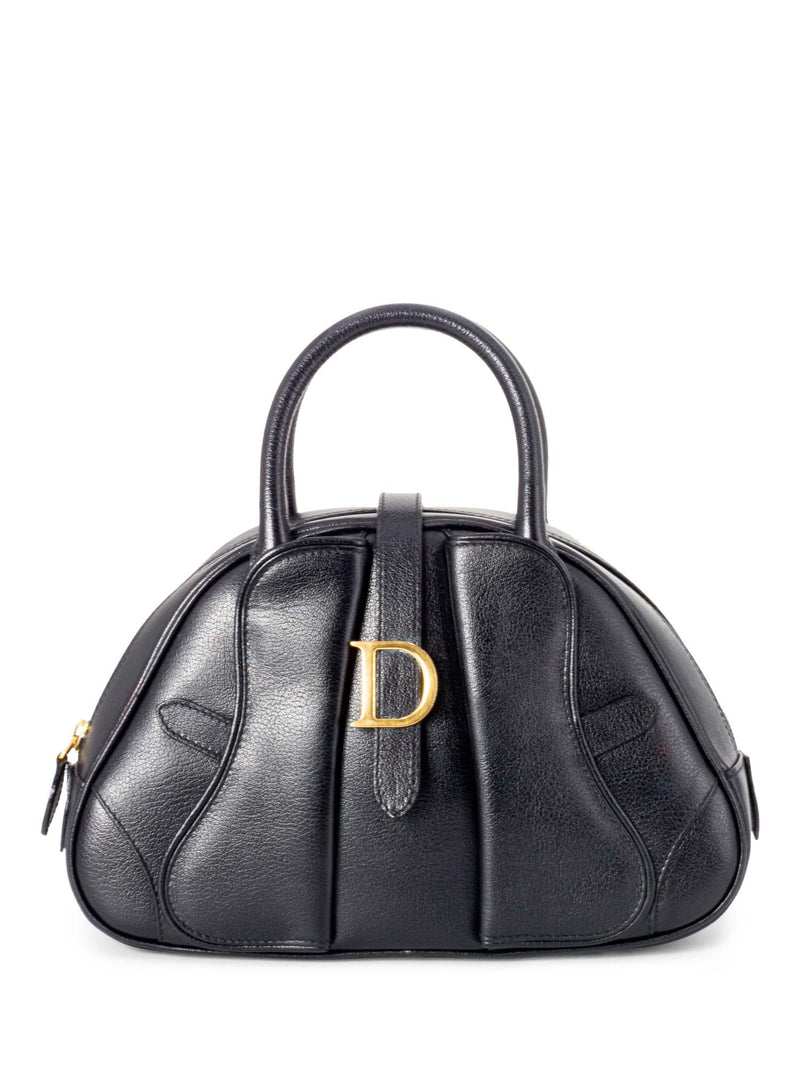 Christian Dior Leather Logo Double Saddle Mini Bag Black