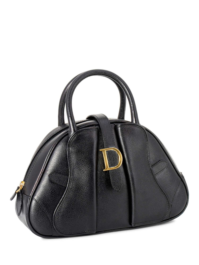 Christian Dior Leather Logo Double Saddle Mini Bag Black-designer resale