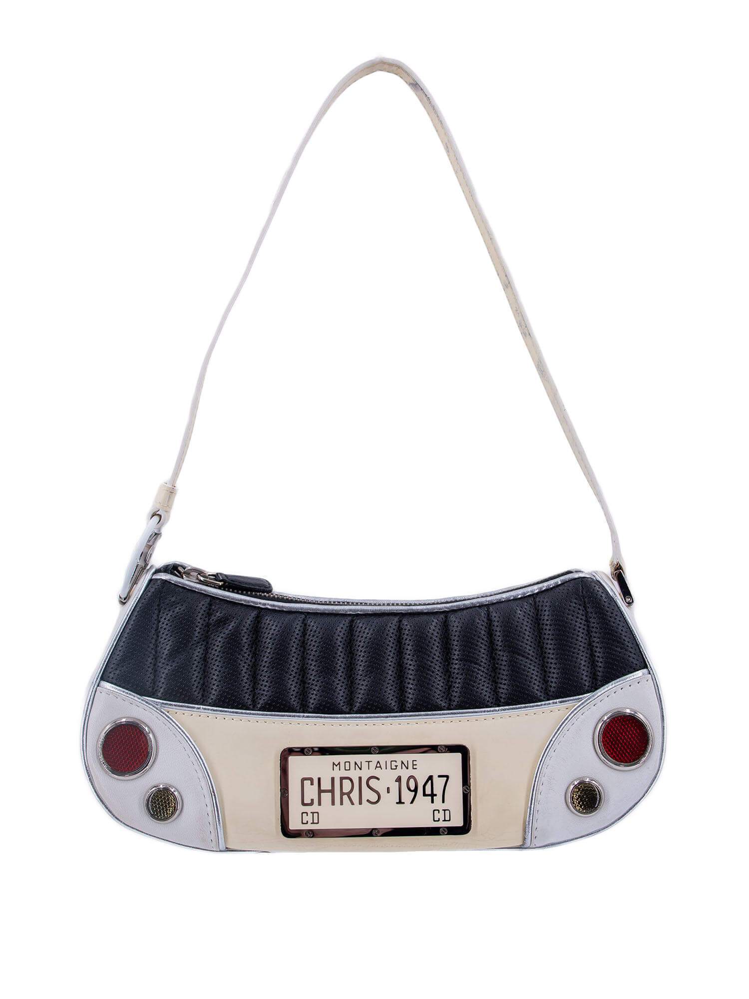 Christian Dior Leather Montaigne Chris 1947 License Plate Bag Black-designer resale