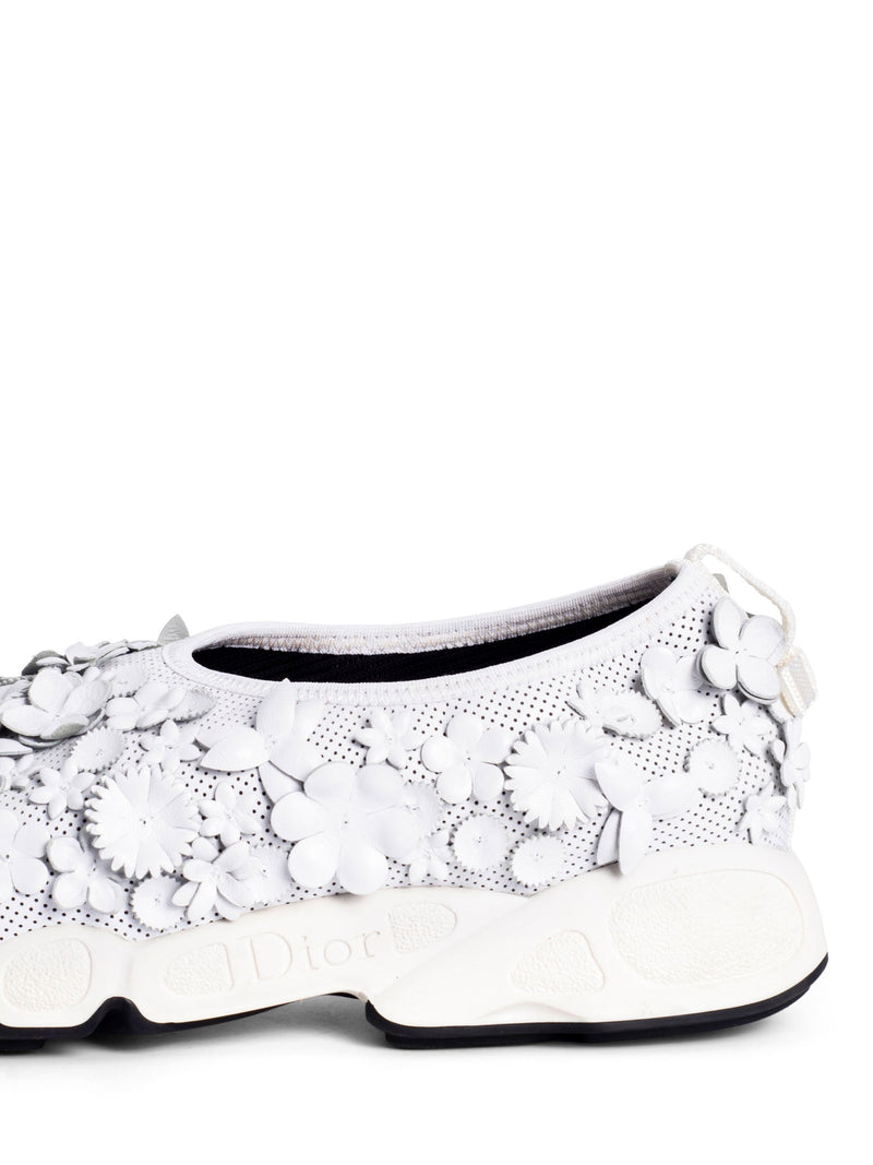 Christian Dior Leather Perforated Floral Fusion Sneakers White-designer resale