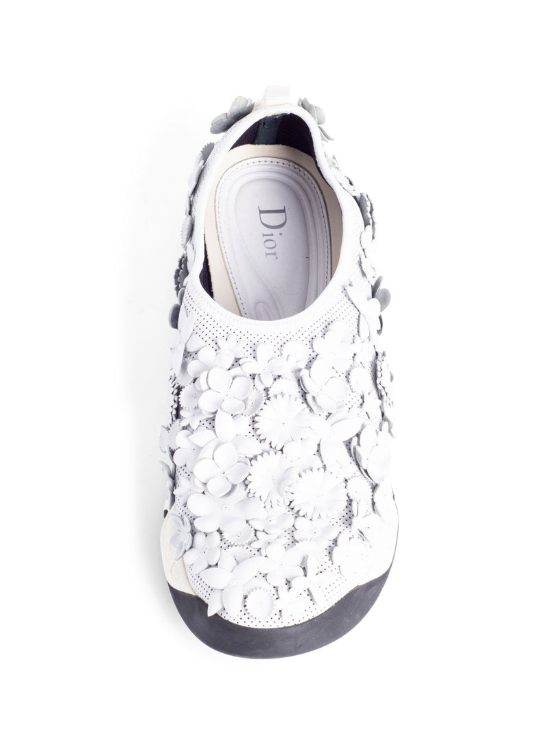 Christian Dior Leather Perforated Floral Fusion Sneakers White