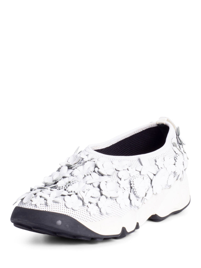 Christian Dior Leather Perforated Floral Fusion Sneakers White-designer resale