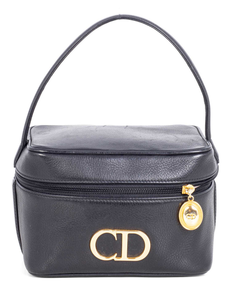 Christian Dior Leather Vanity Globe Trotter Bag Black