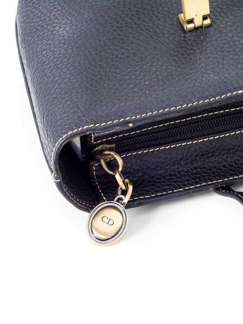 Christian Dior Logo Leather Shoulder Bag Black-designer resale