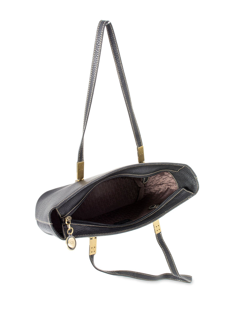 Christian Dior Logo Leather Shoulder Bag Black-designer resale