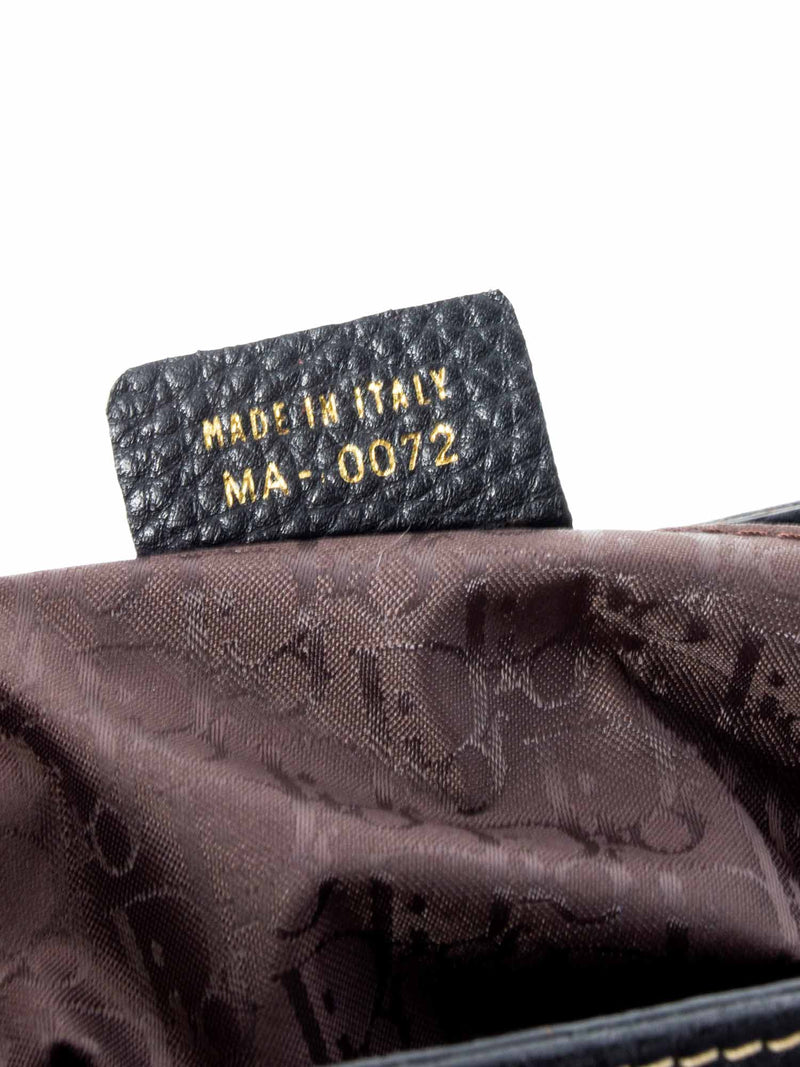 Christian Dior Logo Leather Shoulder Bag Black-designer resale