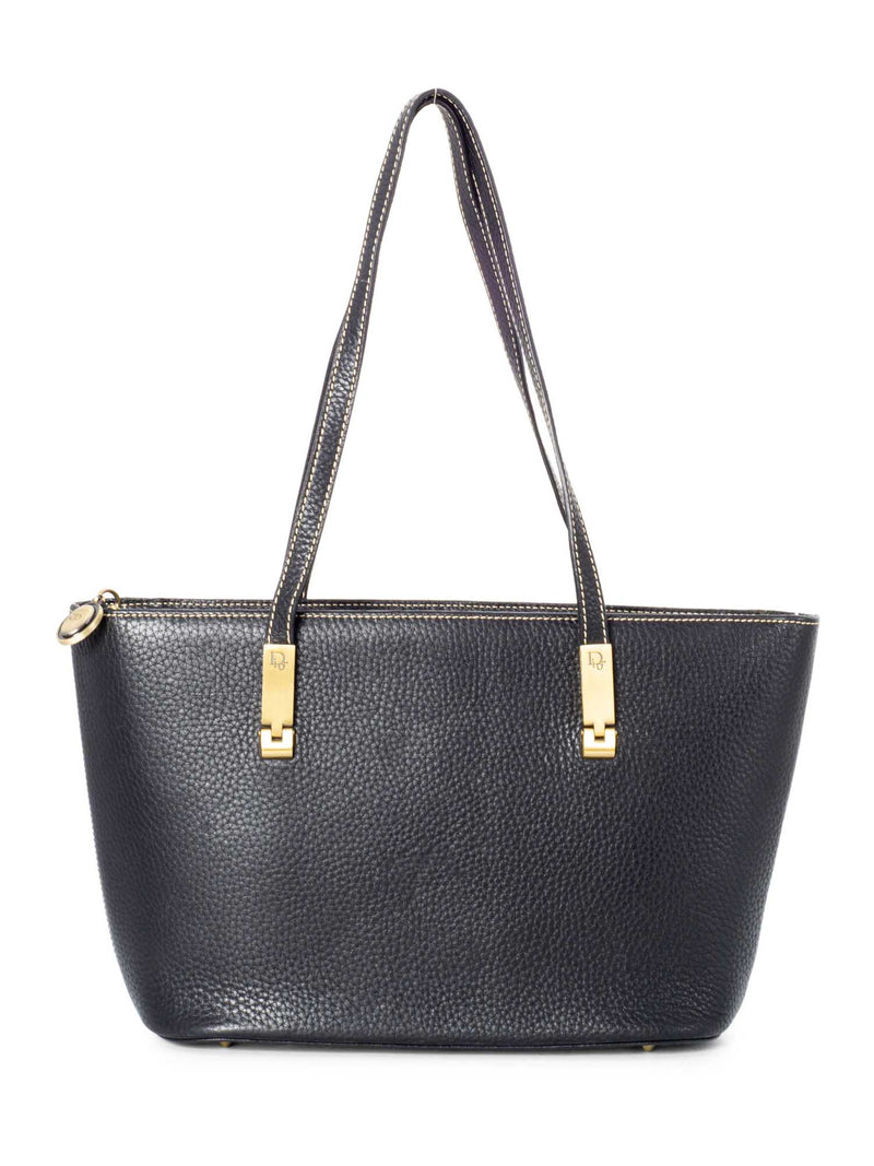 Christian Dior Logo Leather Shoulder Bag Black-designer resale