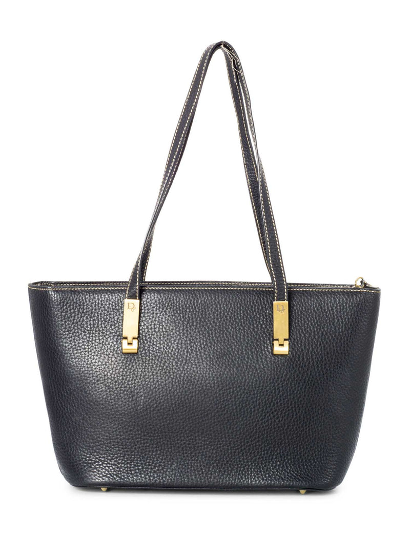 Christian Dior Logo Leather Shoulder Bag Black-designer resale