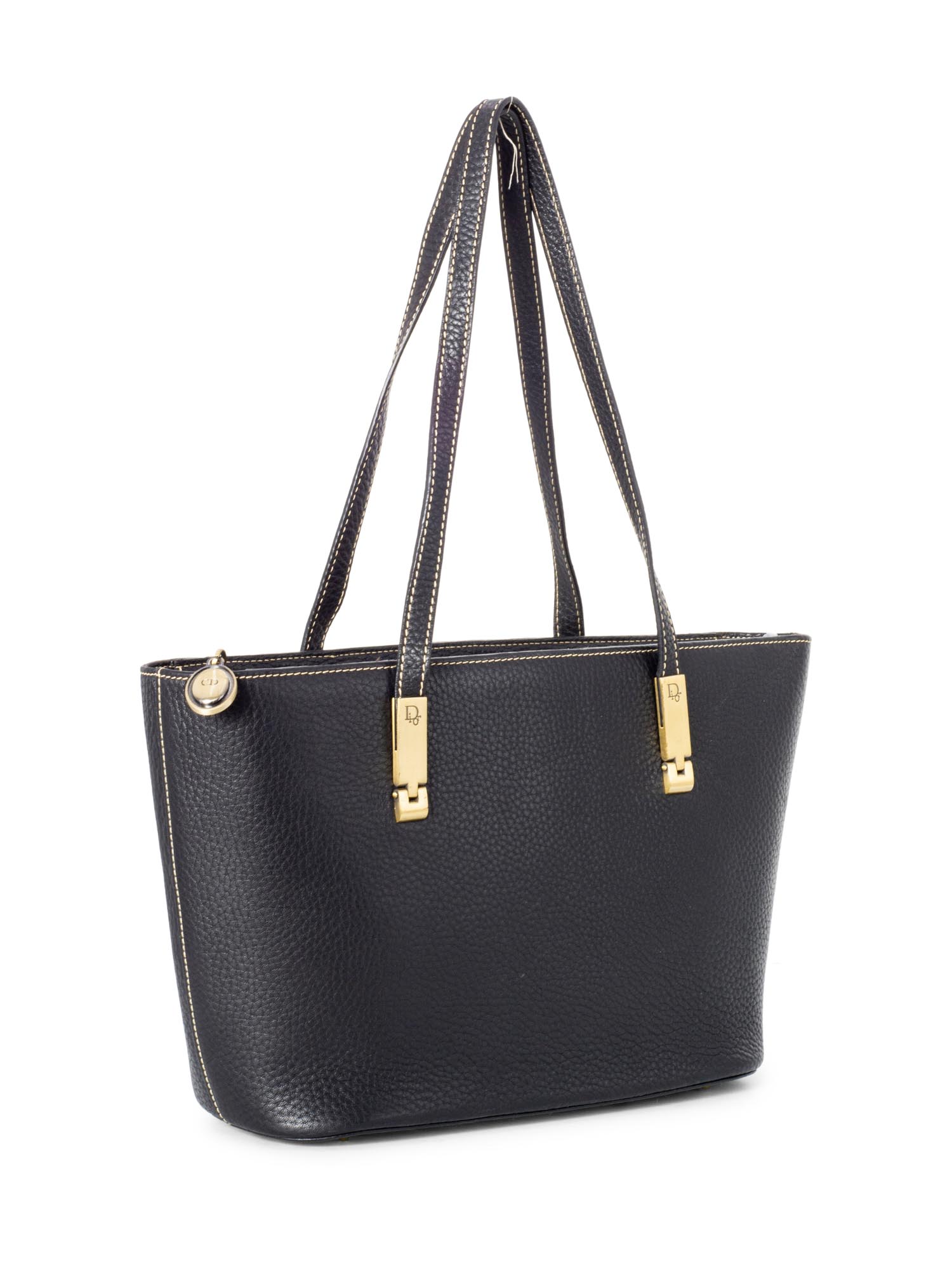 Christian Dior Logo Leather Shoulder Bag Black-designer resale