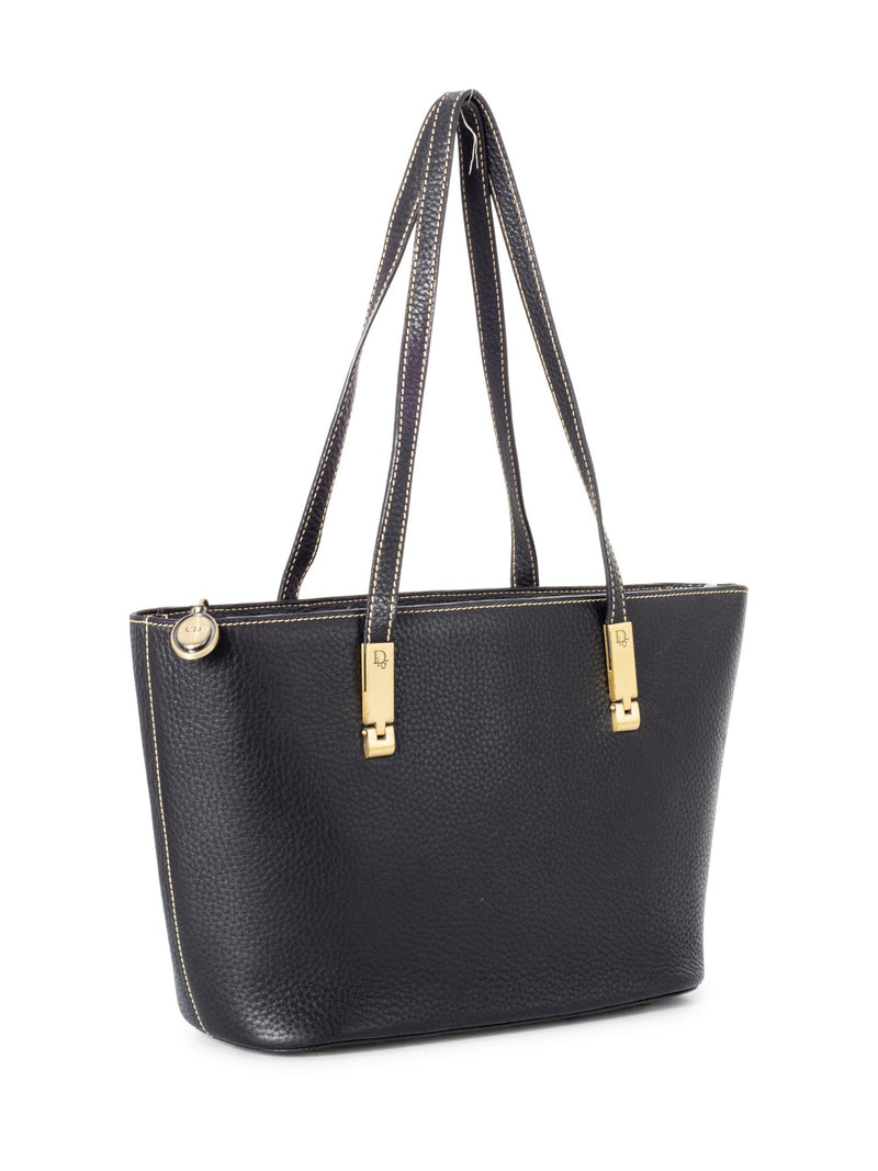 Christian Dior Logo Leather Shoulder Bag Black-designer resale