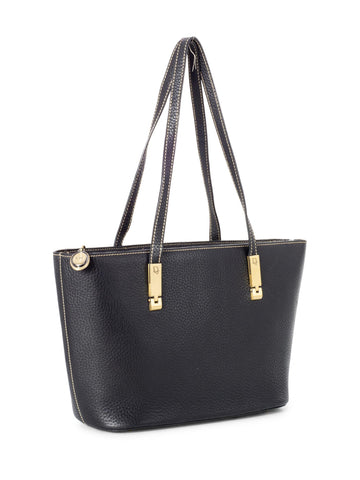 Christian Dior Logo Leather Shoulder Bag Black-designer resale