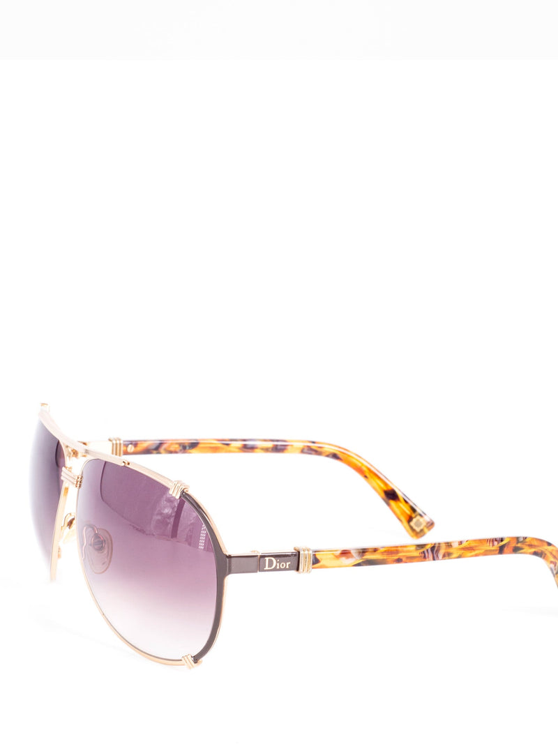 Christian Dior Logo Tortoise Aviator Sunglasses-designer resale