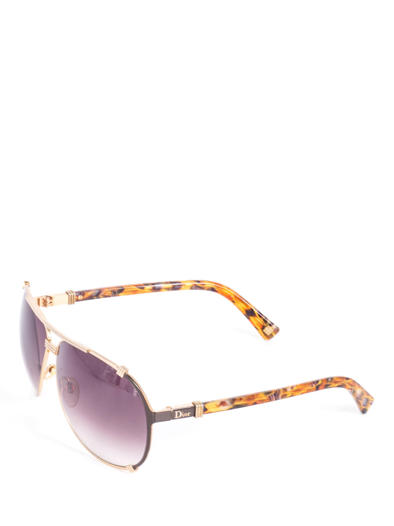 Christian Dior Logo Tortoise Aviator Sunglasses-designer resale