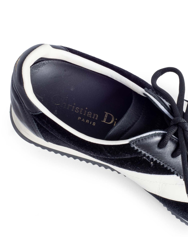 Christian Dior Logo Velvet Leather Diorun Sneakers Black White-designer resale