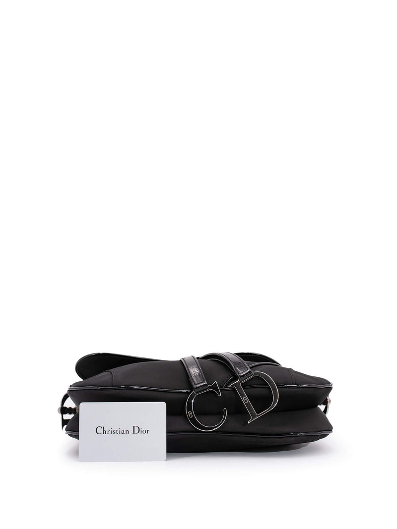 Christian Dior Nylon Double Saddle Bag Black-designer resale