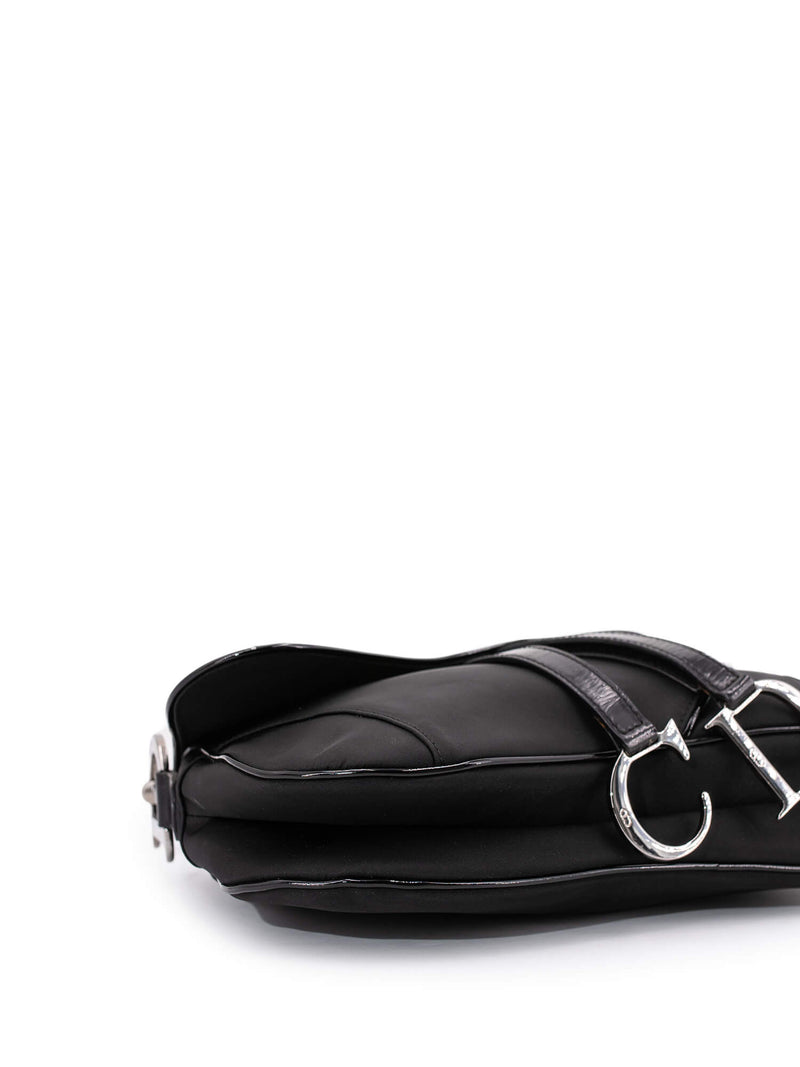 Christian Dior Nylon Double Saddle Bag Black-designer resale