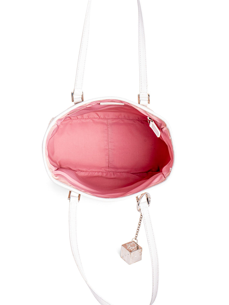 Christian Dior Oblique Canvas Leather Shopper Bag Pink White-designer resale