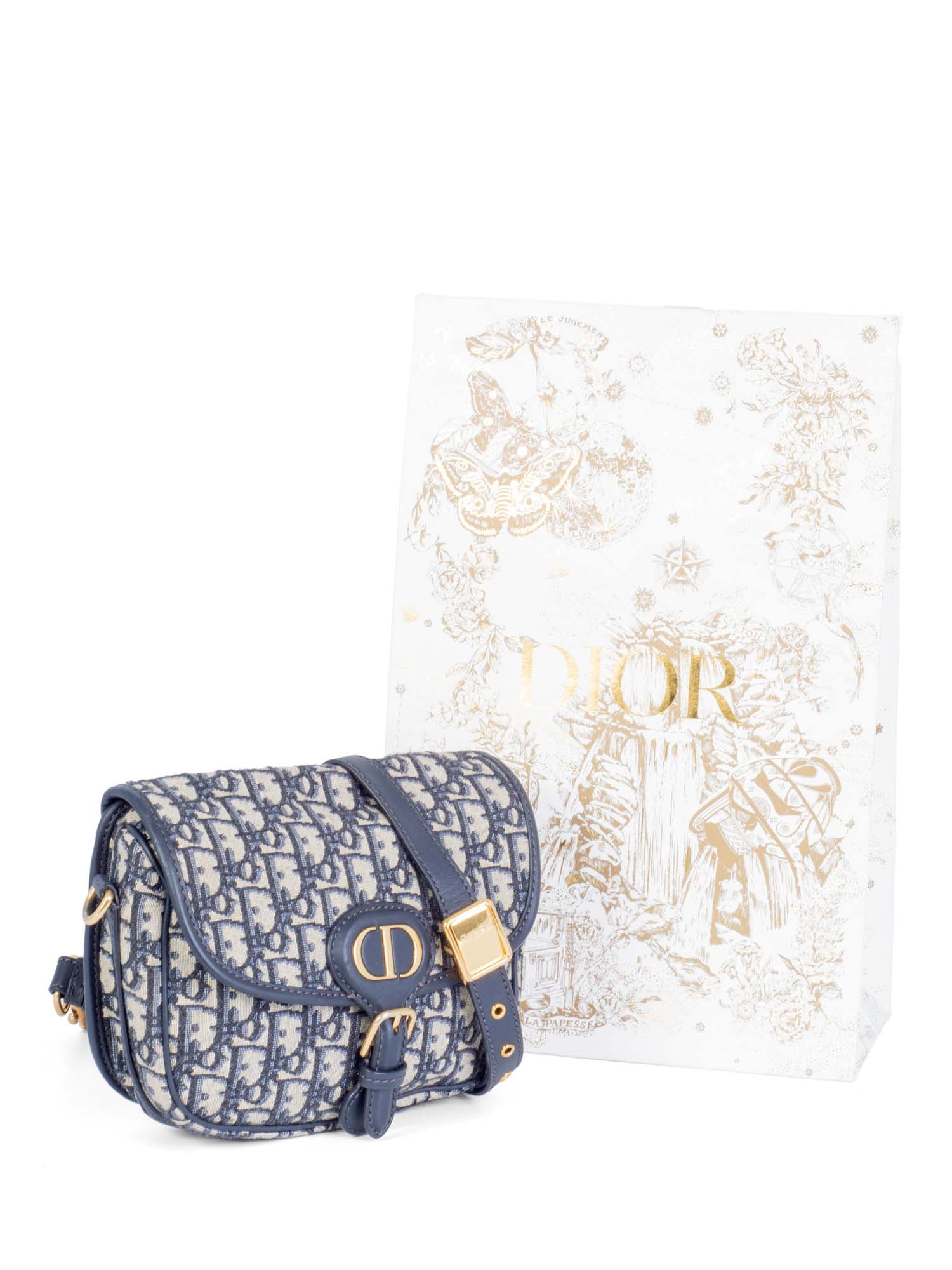 Christian Dior Oblique Jacquard Bobby Bag Blue-designer resale