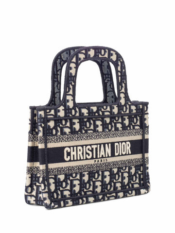 Christian Dior Oblique Mini Book Bag Blue White-designer resale