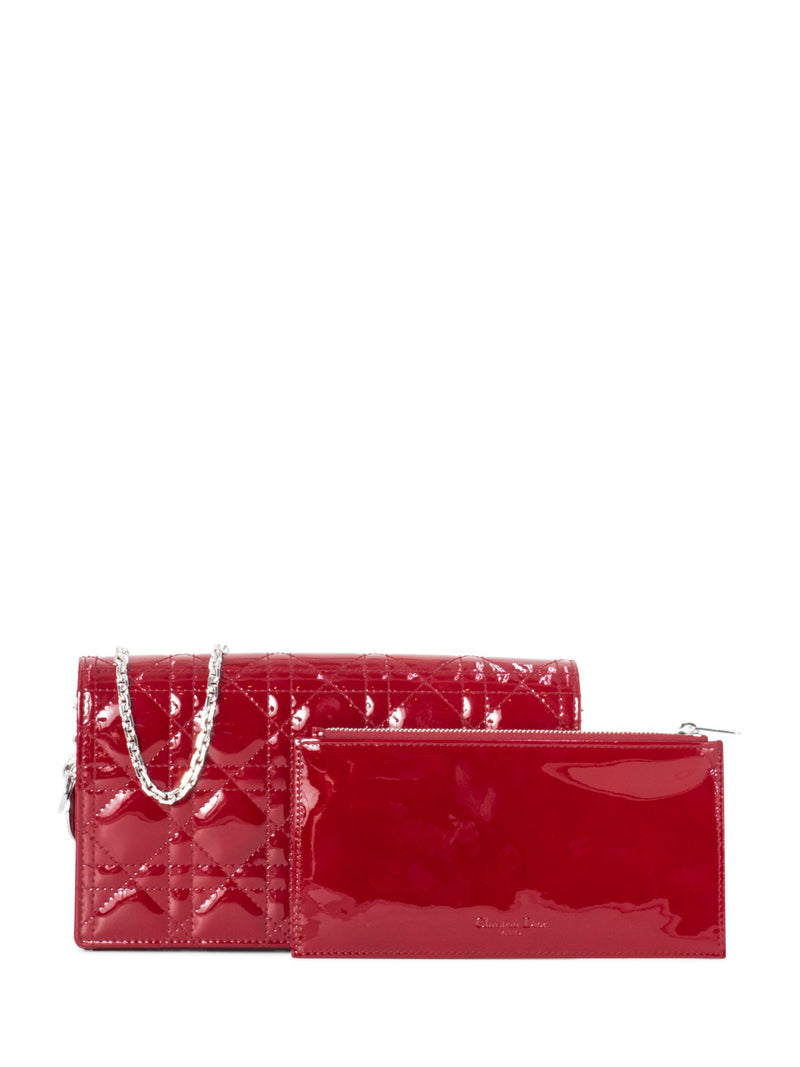 Christian Dior Patent Cannage Lady Dior WOC Bag Red-designer resale