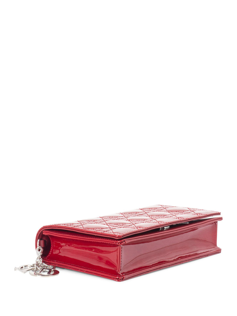 Christian Dior Patent Cannage Lady Dior WOC Bag Red-designer resale