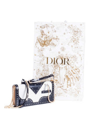Christian Dior Patent Leather D Trick Pearl Flap Bag Black White