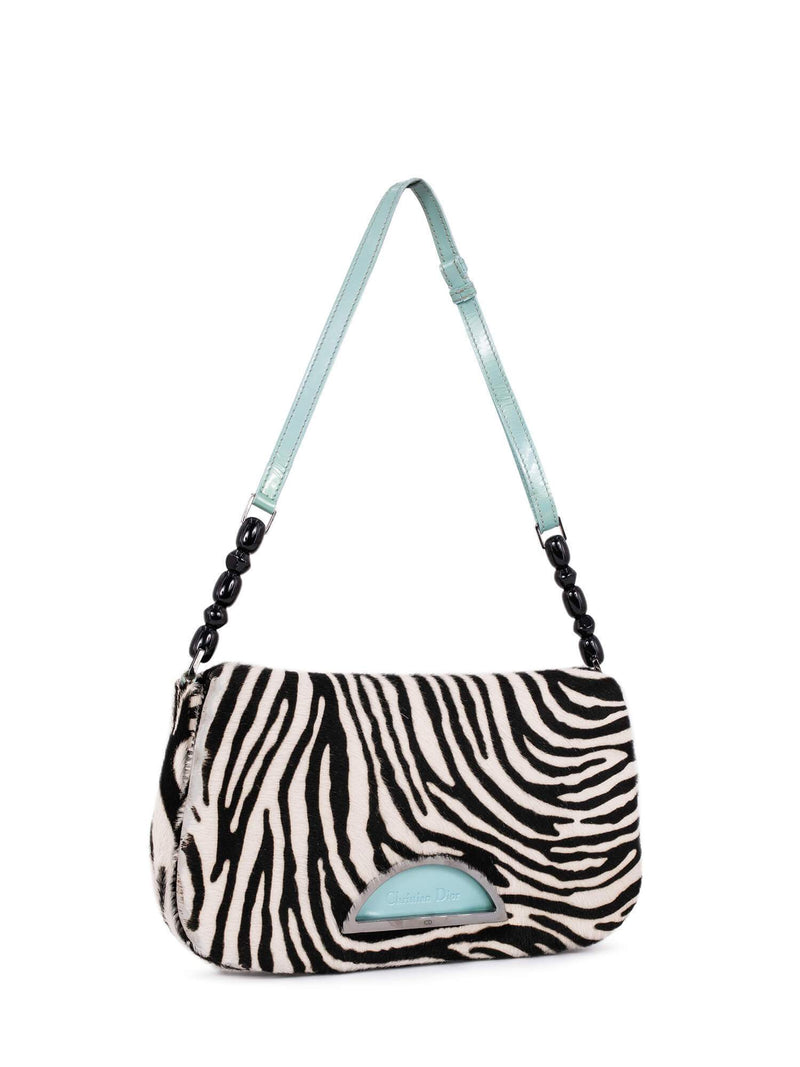 Christian Dior Pony Hair Malice Shoulder Bag Black White-designer resale