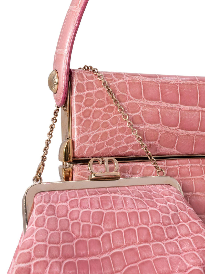 Christian Dior Shiny Crocodile Bag Pink-designer resale