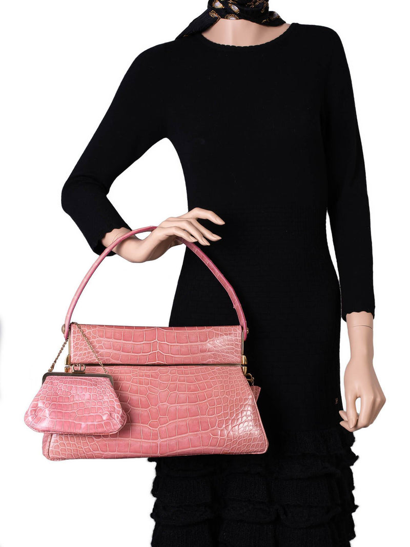 Christian Dior Shiny Crocodile Bag Pink-designer resale