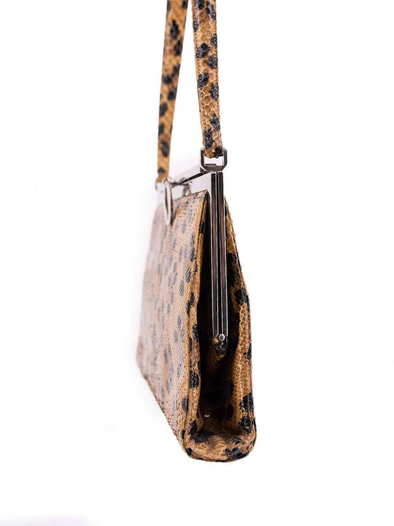 Christian Dior Shiny Snakeskin O Shoulder Bag Natural-designer resale