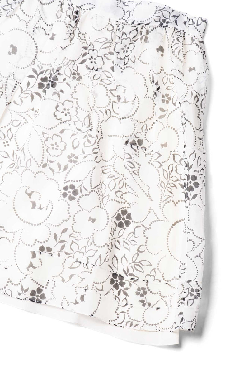Christian Dior Silk Chiffon Floral A Line Mini Skirt White Black-designer resale