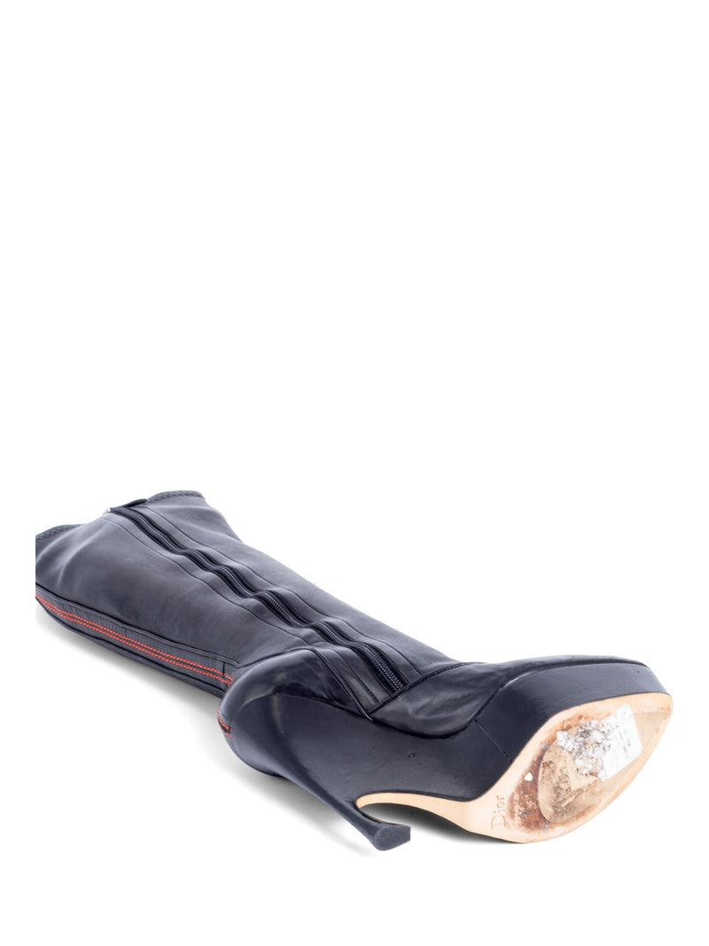 Christian Dior Stretchy Leather Vision Platform Boots Black-designer resale