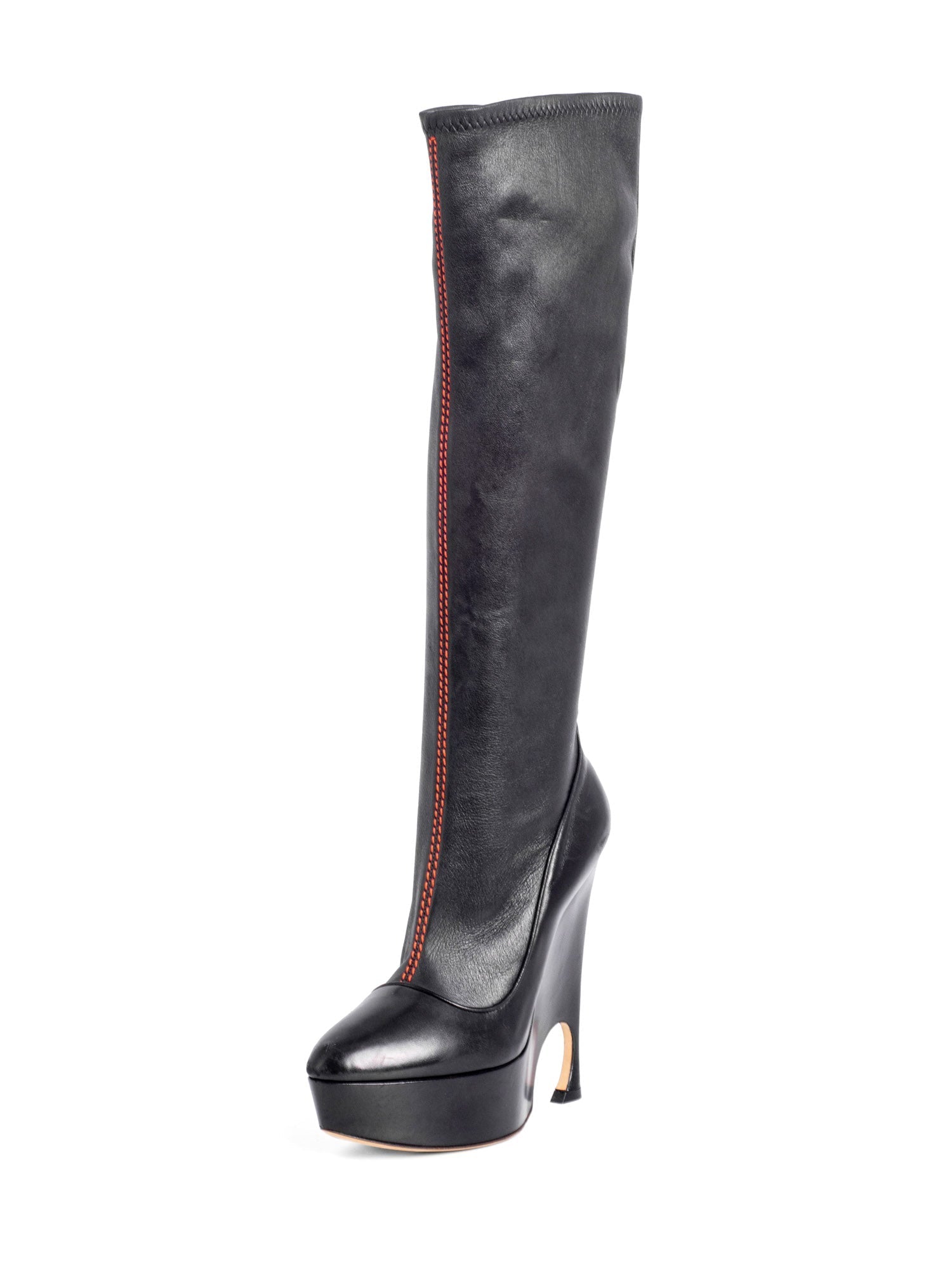 Christian Dior Stretchy Leather Vision Platform Boots Black-designer resale