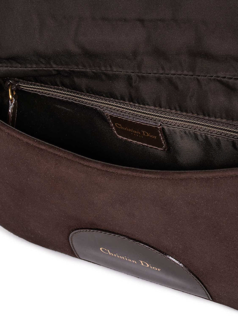 Christian Dior Suede Flap Bag Brown-designer resale