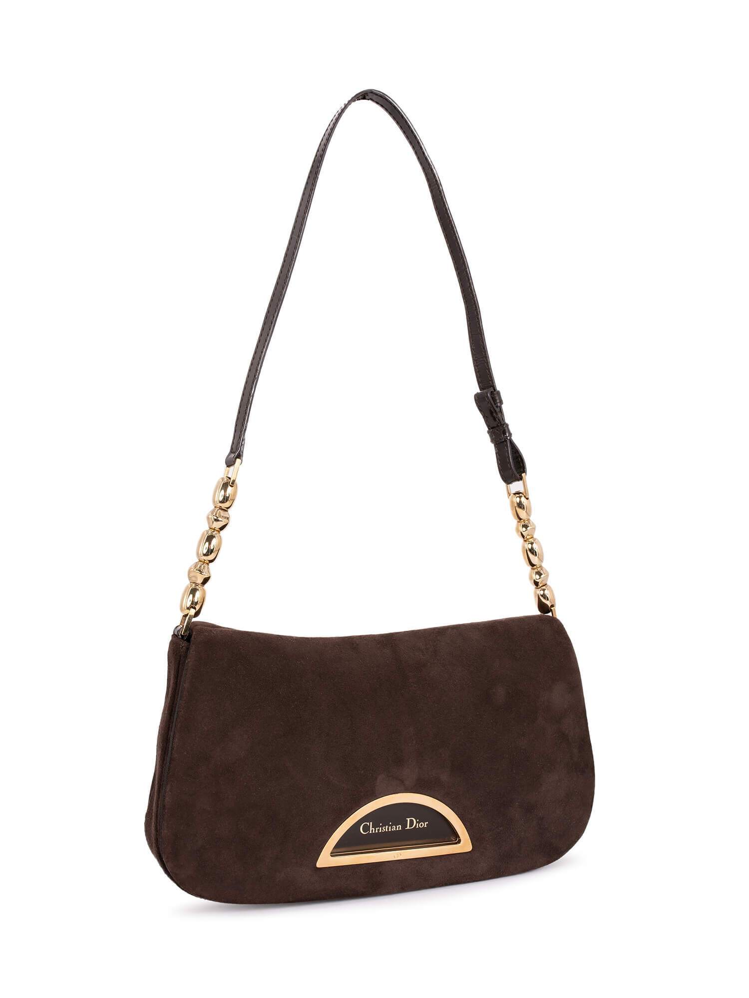 Christian Dior Suede Flap Bag Brown-designer resale
