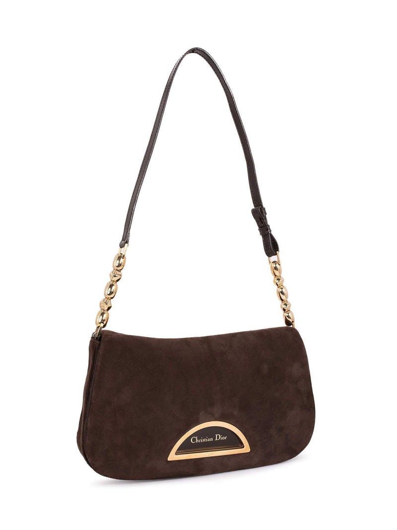 Christian Dior Suede Flap Bag Brown