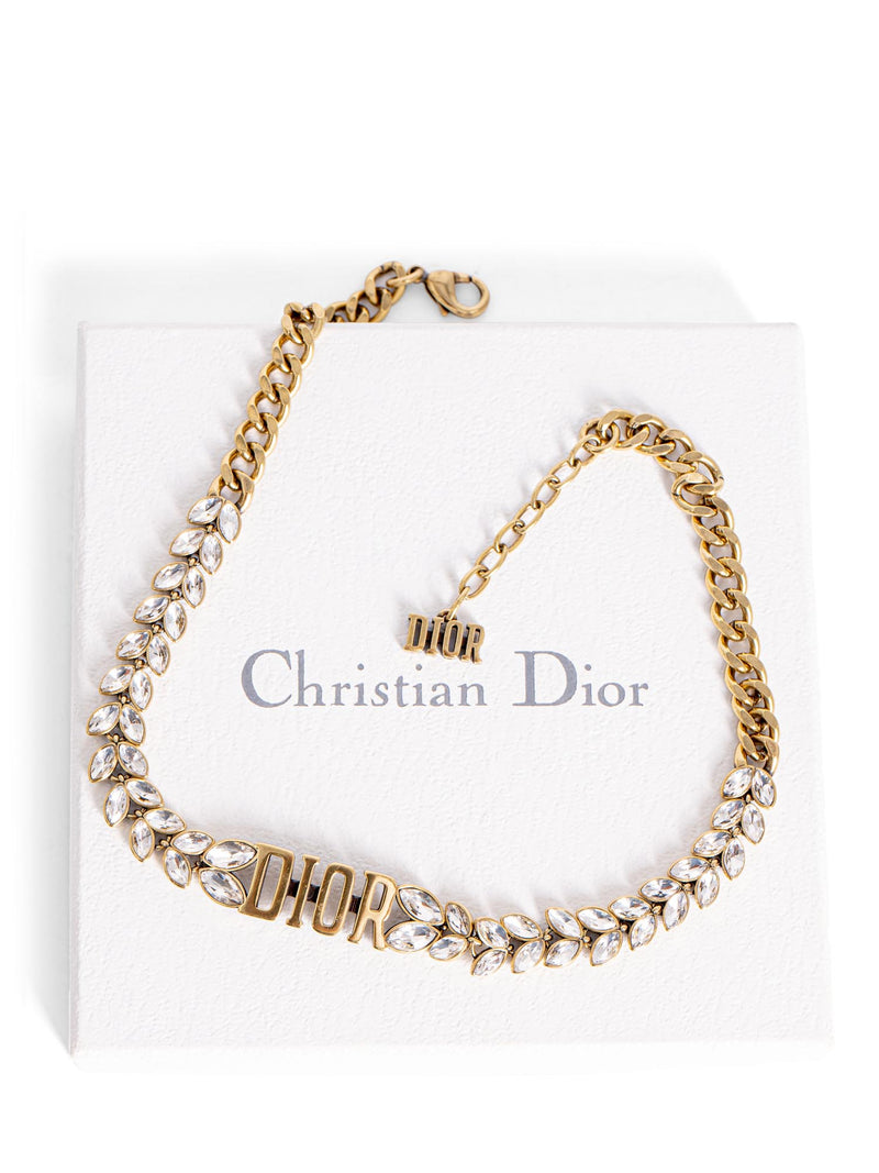 CHRISTIAN DIOR Metal Danseuse Etoile Chain Choker Necklace Gold 1315172 |  FASHIONPHILE
